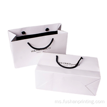Beg kertas bercetak putih yang boleh dikitar semula untuk pembungkusan perhiasan